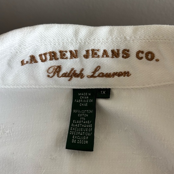 Ralph Lauren White Jean Southwest Aztec Beaded Trucker Jacket size 1X - Picture 7 of 10